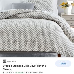 SOLD West Elm Organic Duvet Cover & Shams Slate